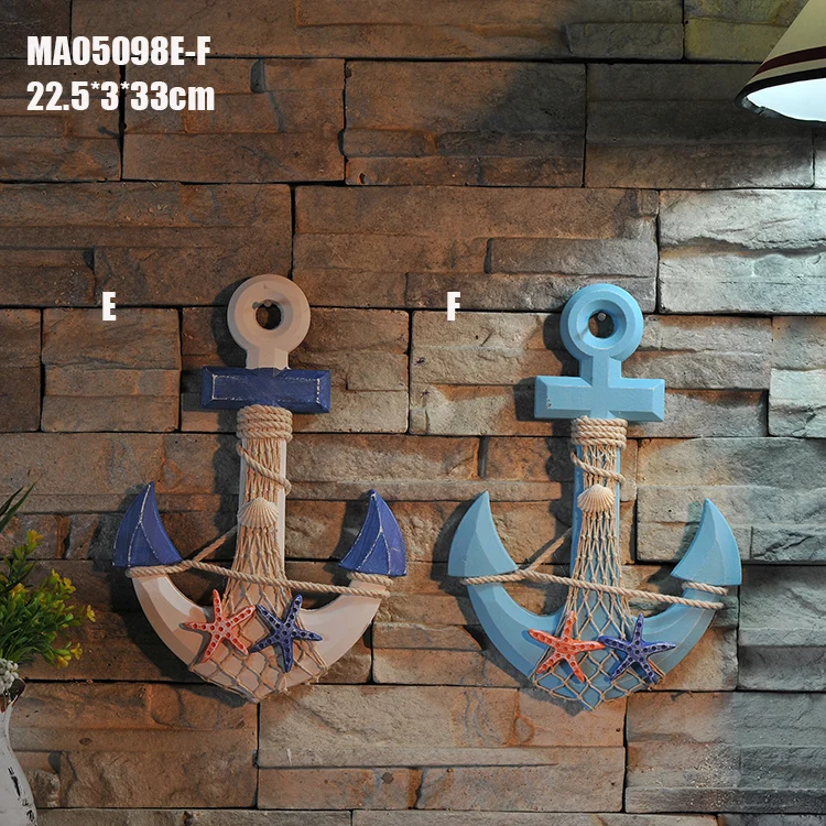 

Mediterranean Style Wood Anchor Nautical Decor Hanging Crafts Art Wall Hanger Vintage Home Room Decoration Gift wedding Decor