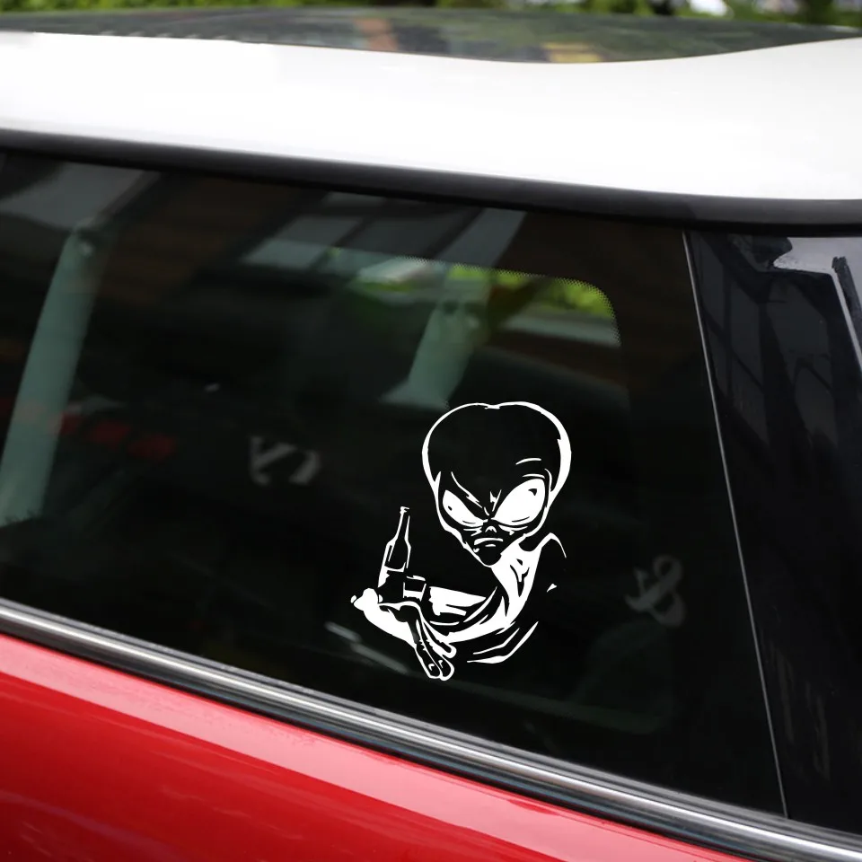 Cunymagos Alien Ufo Car Sticker Motocycle Vinyl Decal Car Styling Fashion Creative Car Body Window Stickers Funny 12.1cm17 (7)