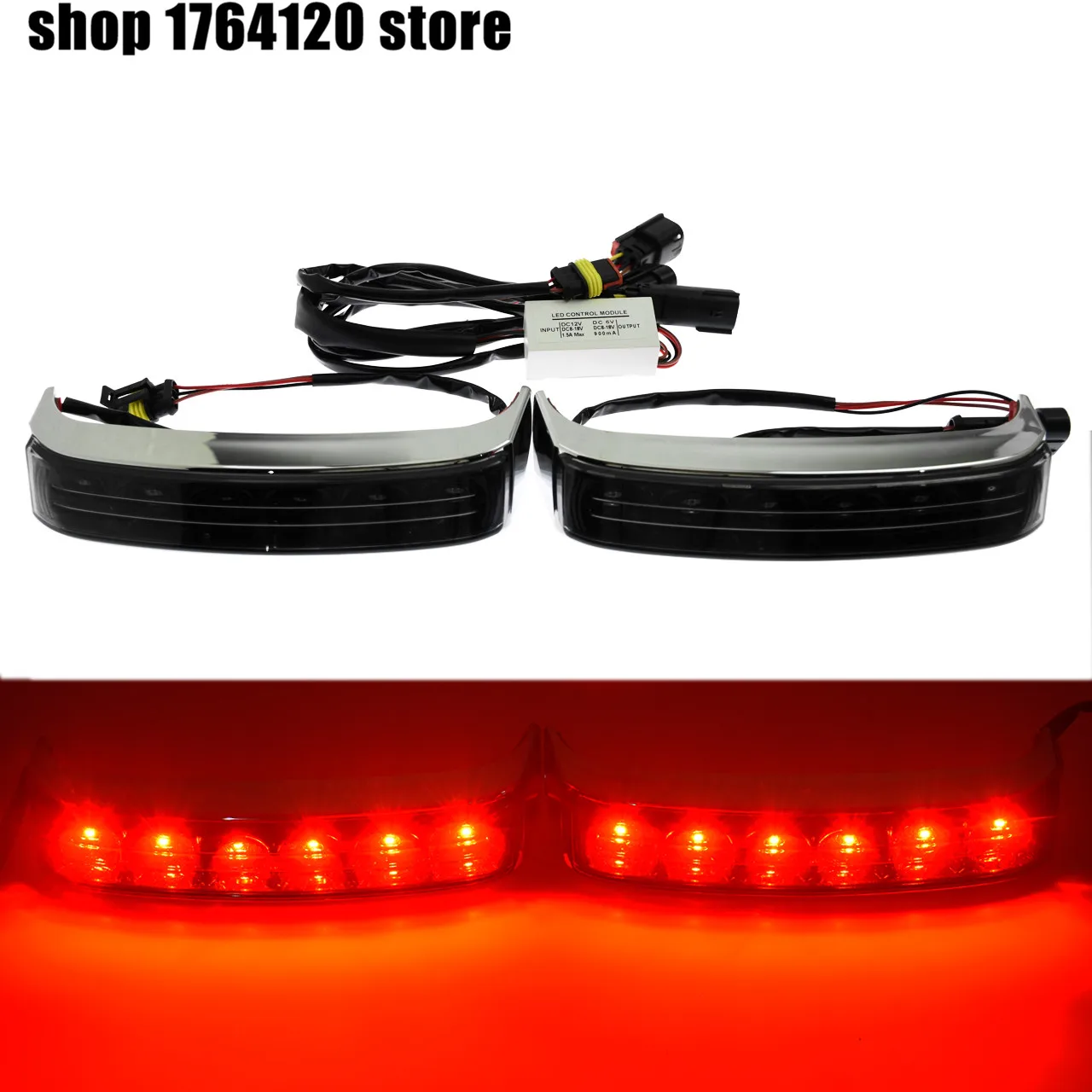

Motorcycle Saddlebag Luggage Housing Tail Run Turn Light Lamp Black Chrome For Harley Touring Road King FLHR 2014-2016 2017-2018
