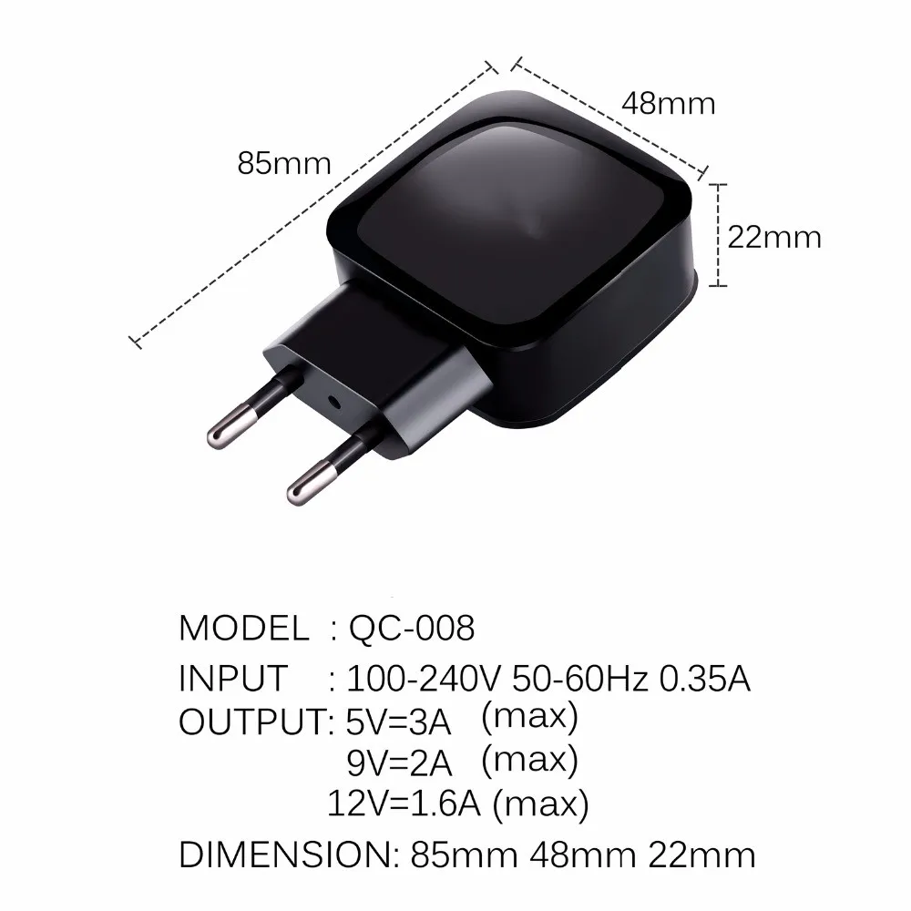 QC3.0 быстрое зарядное устройство адаптер USB C для Motorola Moto G6 / Plus Z 2018 X4 X 2017 + Type Data