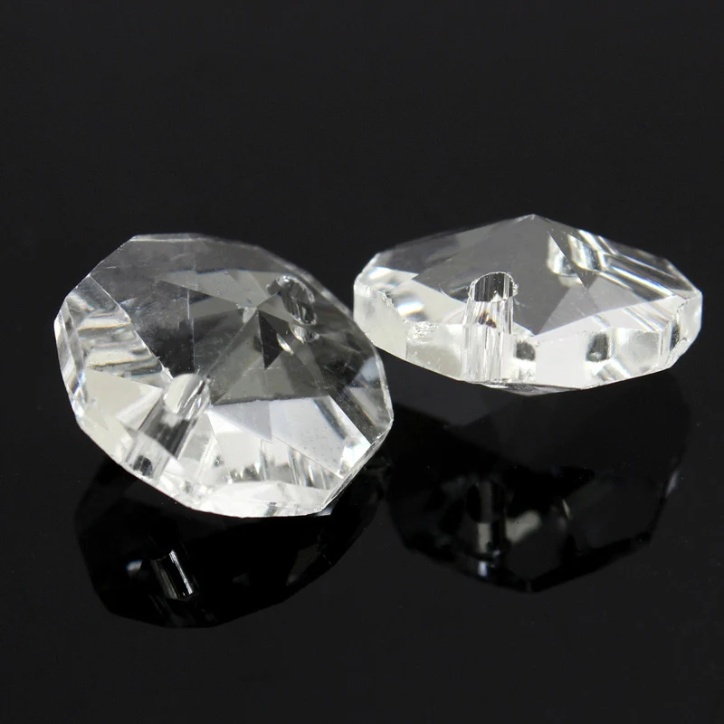 50pcs/set 14mm Crystal Beads Clear Octagonal Beads Pendant Decoration  Luster Crystal Glass Prisms Chandelier Crystal Parts