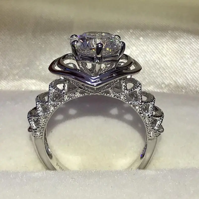 

Pure Silver 2 Carat Luxury Heart Shape Female S925 Ring Proposal Marriage Gifts Ladies Jewelry (LMYS)