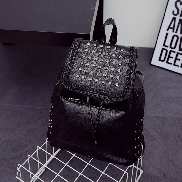 

New Korean Version Fashionable Women Bag Leisure Student Pu Leather Backpack Teen Laptop Backpack Mochila For School