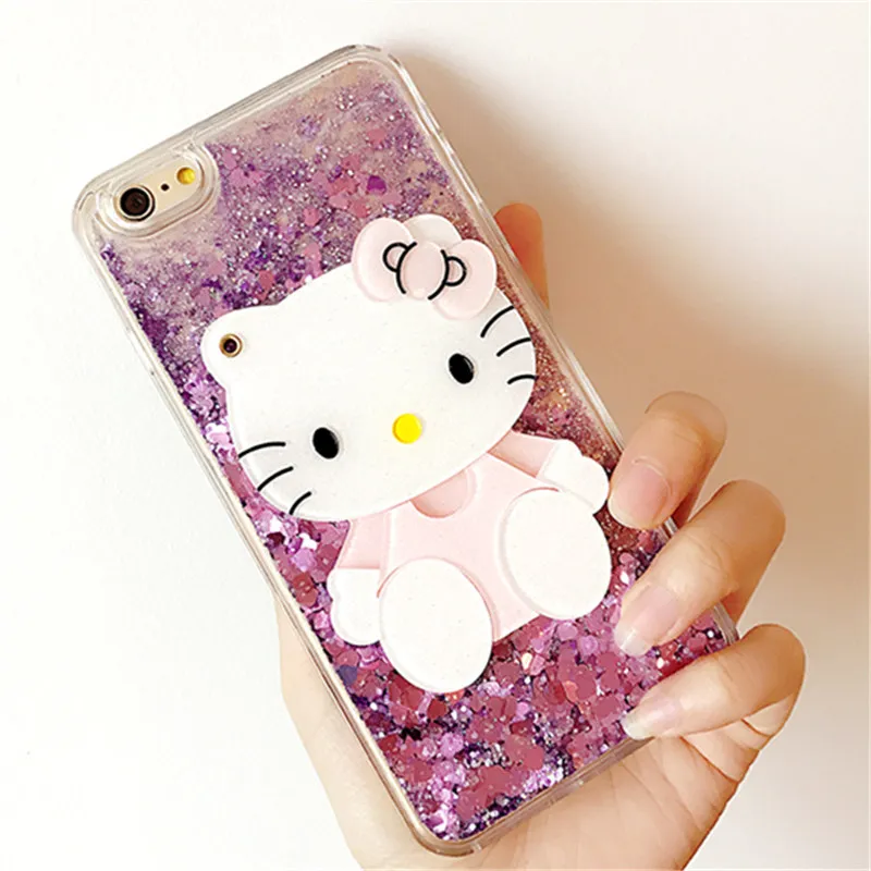 

Case For Samsung A5 A7 2017 A6 A8 2018 Fashion Cute Bear Cat mirror Bling Liquid sand quicksand shell soft Phone case Capa coque