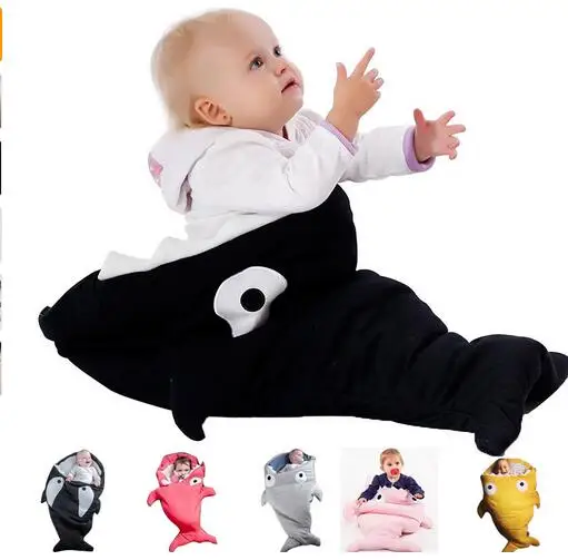 

Cute Shark Baby sleeping bag infant warm Swaddle Antifreezing Cradle Bed Covers Cartoon figure Sack baby blanket