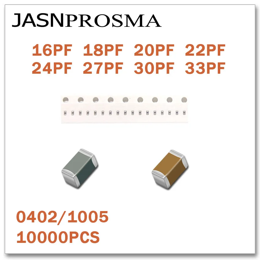 jasnprosma 10000pcs 0402 1005 cog npo rohs 50v 5 16pf 18pf 20pf 22pf 24pf 27pf 30pf 33pf smd high quality capacitor replacement parts accessories aliexpress