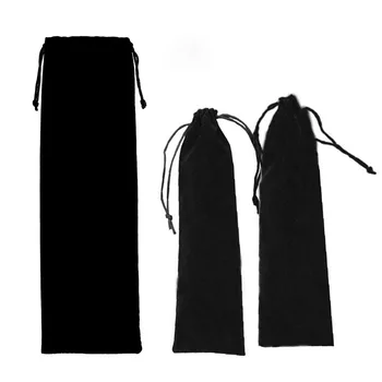 

10*30cm Black Velvet Drawstring Pouch for Straw Cutlery Spoon Portable Tableware Storage Bag Travel Carrying Bags