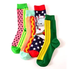 Новинка, счастливые носки, хит цвета, для мужчин и женщин, чистый хлопок, кукуруза, лапша, арбуз, звезда, забавные, зима, весна, повседневные носки