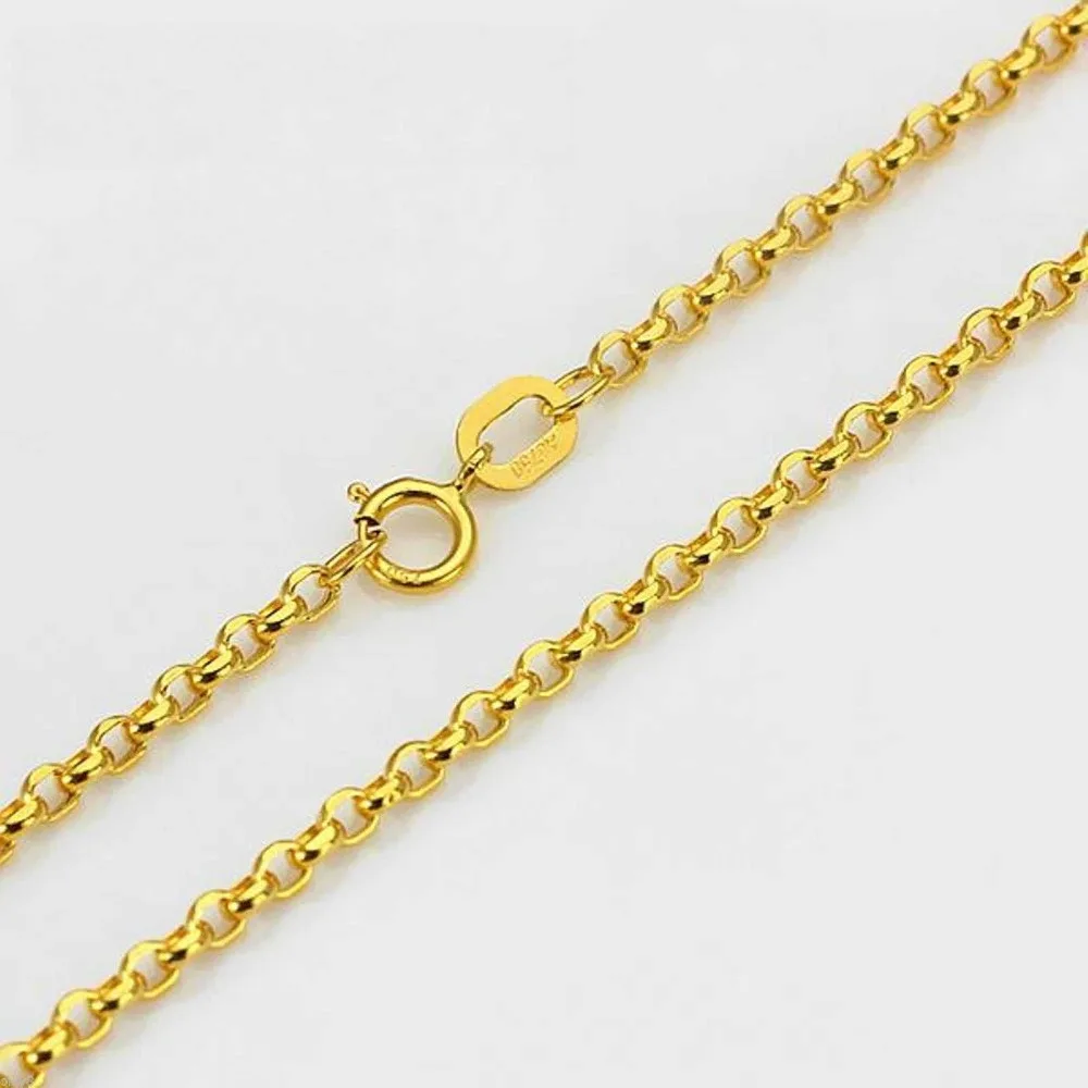 Новая настоящая 18k цепочка из желтого золота Женский кабель Rolo Link ожерелье 20