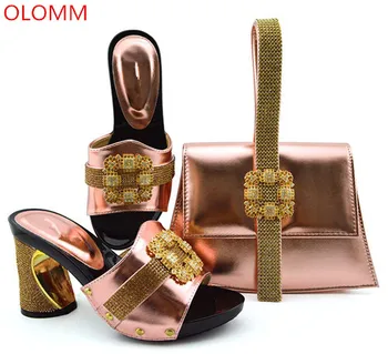 

OLOMM 2019 New Matching Italian Shoes and Bag Set Italian Shoes and Bags to Match Shoes with Bag Set African Wedding!MNB1-5