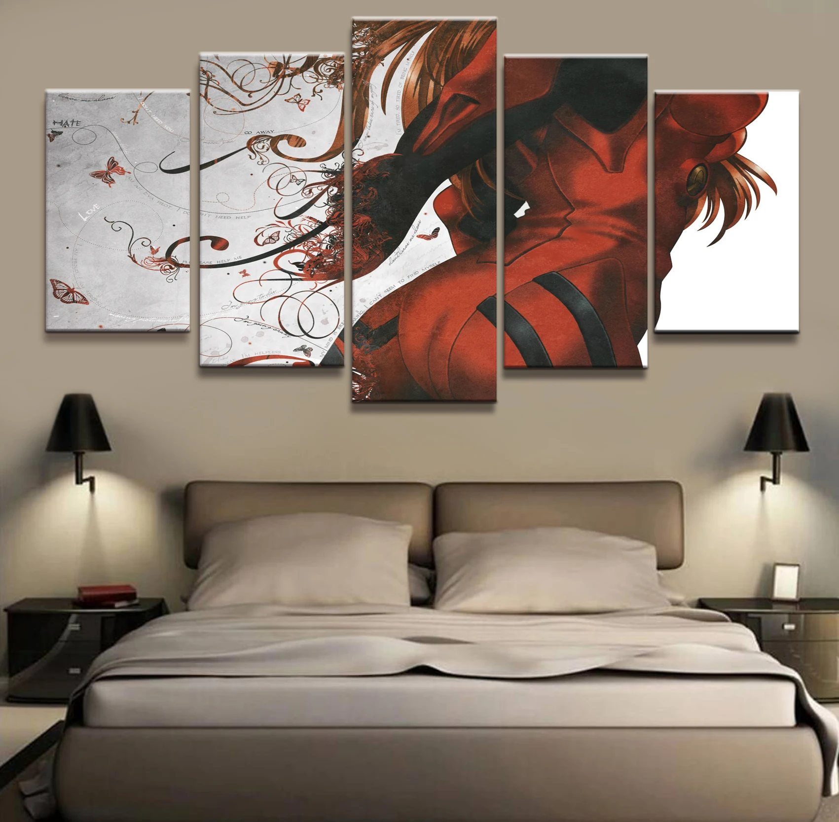 

5 Piece NEON GENESIS EVANGELION EVA Anime Poster Wall Pictures for Home Decor Poster Artwork Wall Decor Canvas Wholesale