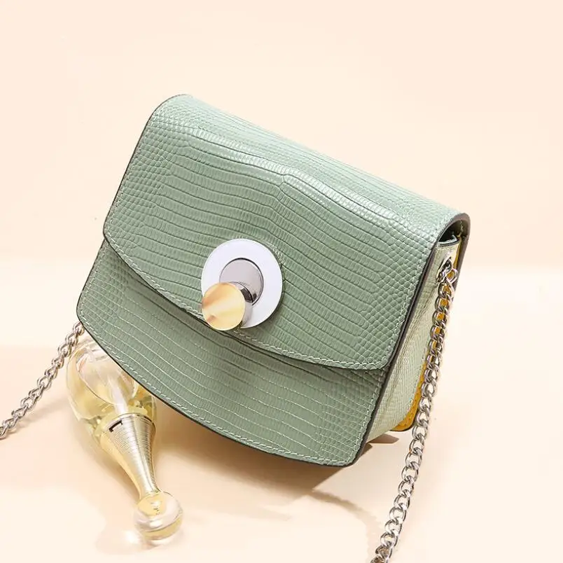 

FoxTail & Lily Women Small Genuine Leather Chain Shoulder Bags Lizard Grain Mini Crossbody Bag High Fashion Designer Flap Bag