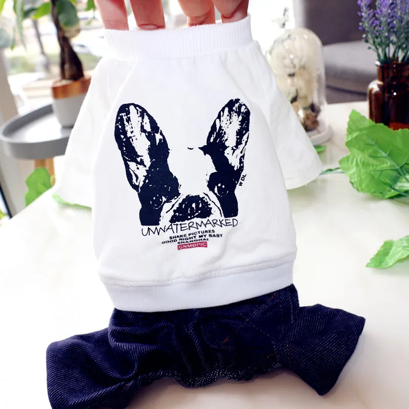 

Cotton French Bulldog Denim Jumpsuit Pet Dog Clothes for Small Dogs Pets Clothing Chihuahua Jeans Pug Costume Yorkshire Apparel