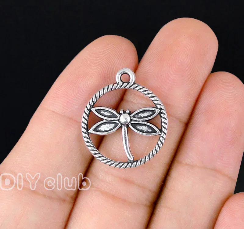 

60pcs- Antique Silver Dragonfly Charms Pendant 2 Sided 23x20mm