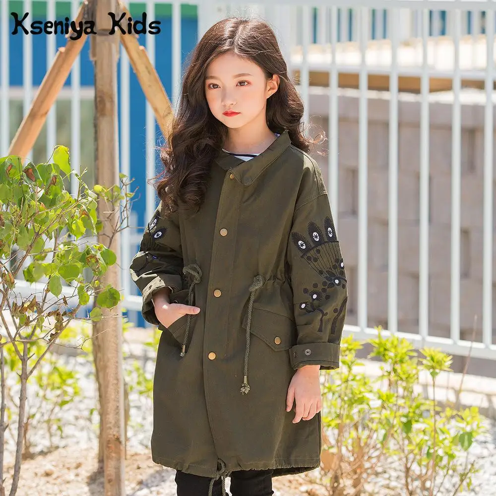 Kseniya Kids Big Girls Tee Girl 2018 Autumn New Big Girls Korean Cotton Embroidery Coat Trench Coat Winter Jackets Girls цена Kseniya Kids Big Girls Tee Girl 2018 Autumn New Big Girls Korean Cotton Embroidery Coat Trench Coat Winter Jackets Girls цены онлайн