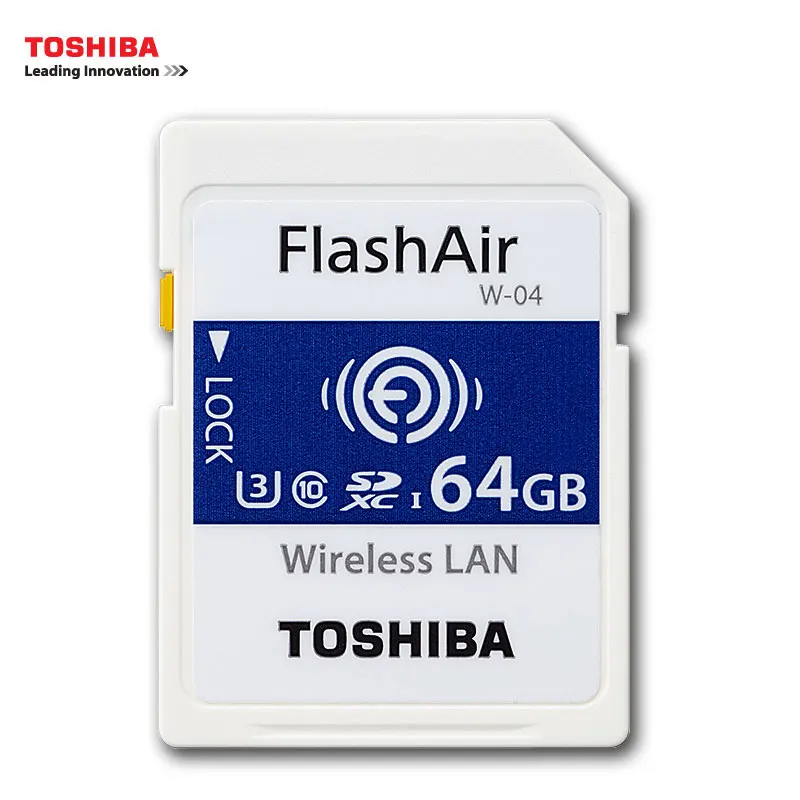 TOSHIBA W-04 карта памяти Беспроводная LAN 64 ГБ 32 ГБ 16 ГБ Wi-Fi SD карта U3 UHS класс скорости 3 FlashAir беспроводная SD карта памяти