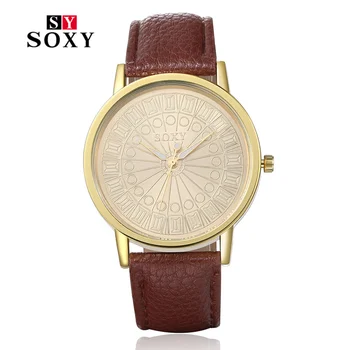 

Hot sale New Fashion Watch Roman Numerals Dial Watch Women SOXY Top Luxury Brand Watch Casual Leather Quartz Watch Hour Clock