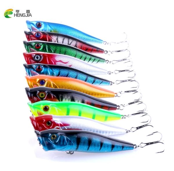 

HENGJIA 10pc 9cm/12g Mixed Fishing Lures Set 6# treble hooks Hard Bait Lure Wobbler Carp Fishing Tackle Topwater Popper Pesca