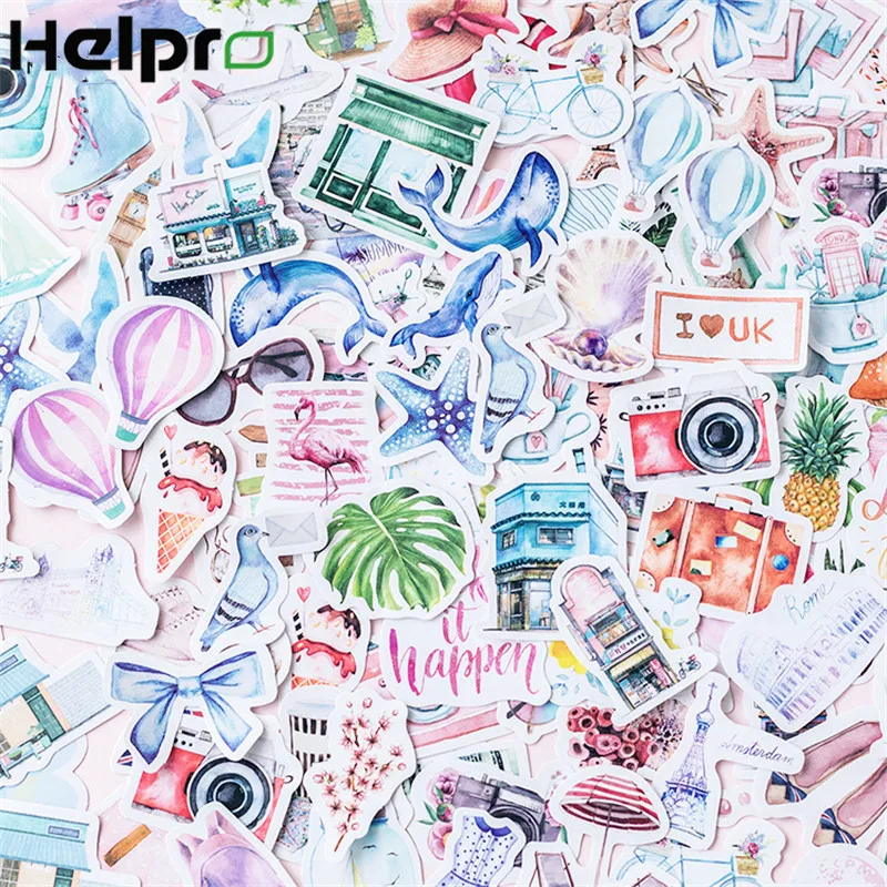 

Helpro 40Pcs/Set Cartoon Stationery Stickers One Person's Travel Series DIY Bullet Journal Sticker Label School Supplies