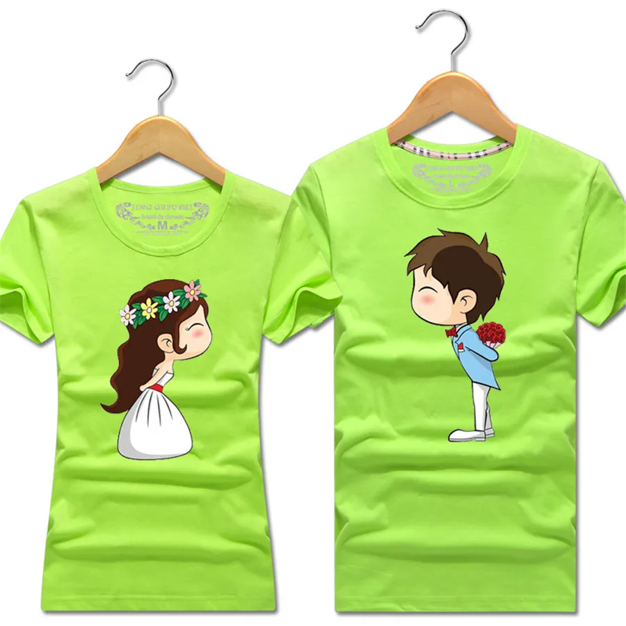 New Arrival Couple T Shirt for Lovers short Sleeve Cotton T-shirt Women Men Funny Female Tops Plus Size