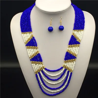 

Luxury Women's Bohemia national wind Long Necklace Multi layer medium length Earring Jewelry Sets made set color letters