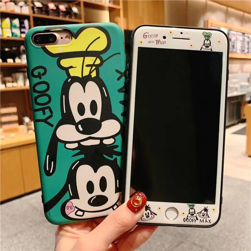 For iPhone X Cute Goofy Chip Dale Case +Tempered Glass Screen film for 8plus 8 7 6S 6SP 7plus Soft cover +flim |