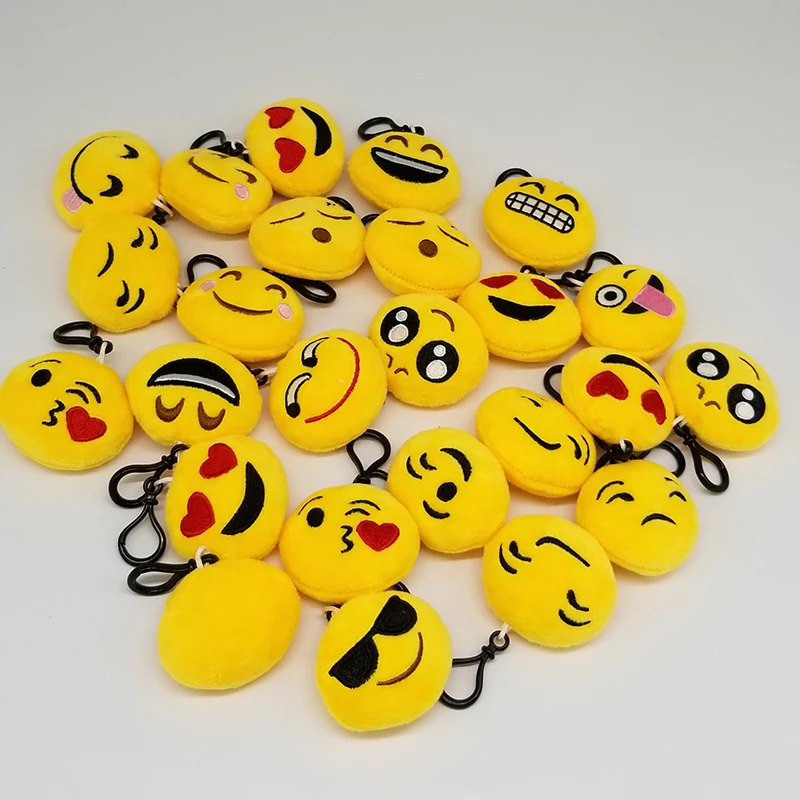 

30pcs Cute 6cm Emoji Small Pendant Smiley Emoticon Novelty Soft Plush Toys Key Bag Pendant Key Chain Hook