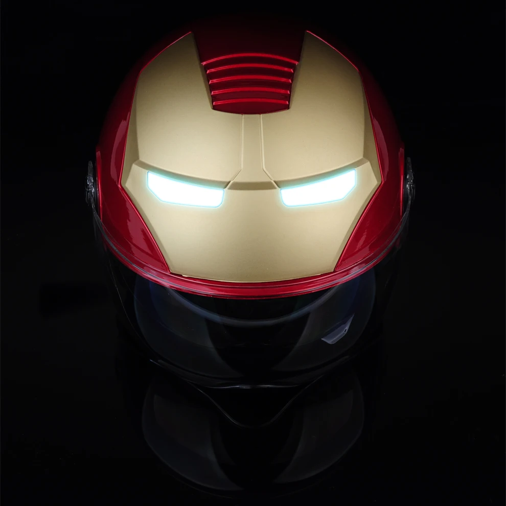 Iron Man Helmet Motorcycle Helmets Open Face Double Lens PC Goggles