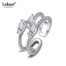 Lokaer модное Сверкающее кольцо со стразами проложить призматический AAA кубический цирконий золото/серебро Цвет Свадебные Кольца женские ювелирные изделия LR17181