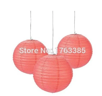 

Coral Hanging Paper Lantern Lampshades Wedding Birthday Party Decoration (25-Count 12")