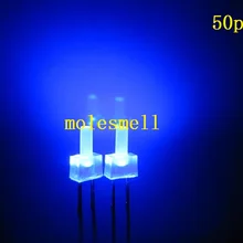 50 шт. 2 мм синий матовый flat top led светодиоды лампочка 2 мм широкий угол синий объектива LED
