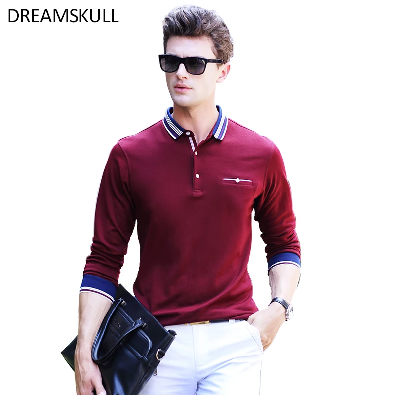

Casual Polo Shirt Men Fashion Long-Sleeve Men's Polos New Arrival Fashion Brand Polo Shirts Man Hot-Sale Slim Polos Blouse Shirt