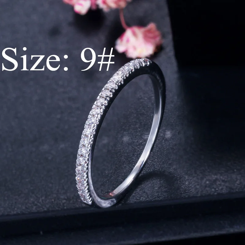 CWWZircons Stack Skinny Micro Pave CZ Модные женские обручальные свадебные вечерние кольца с кубическим цирконием наборы ювелирных изделий подарок R127 - Цвет основного камня: Silver Size 9