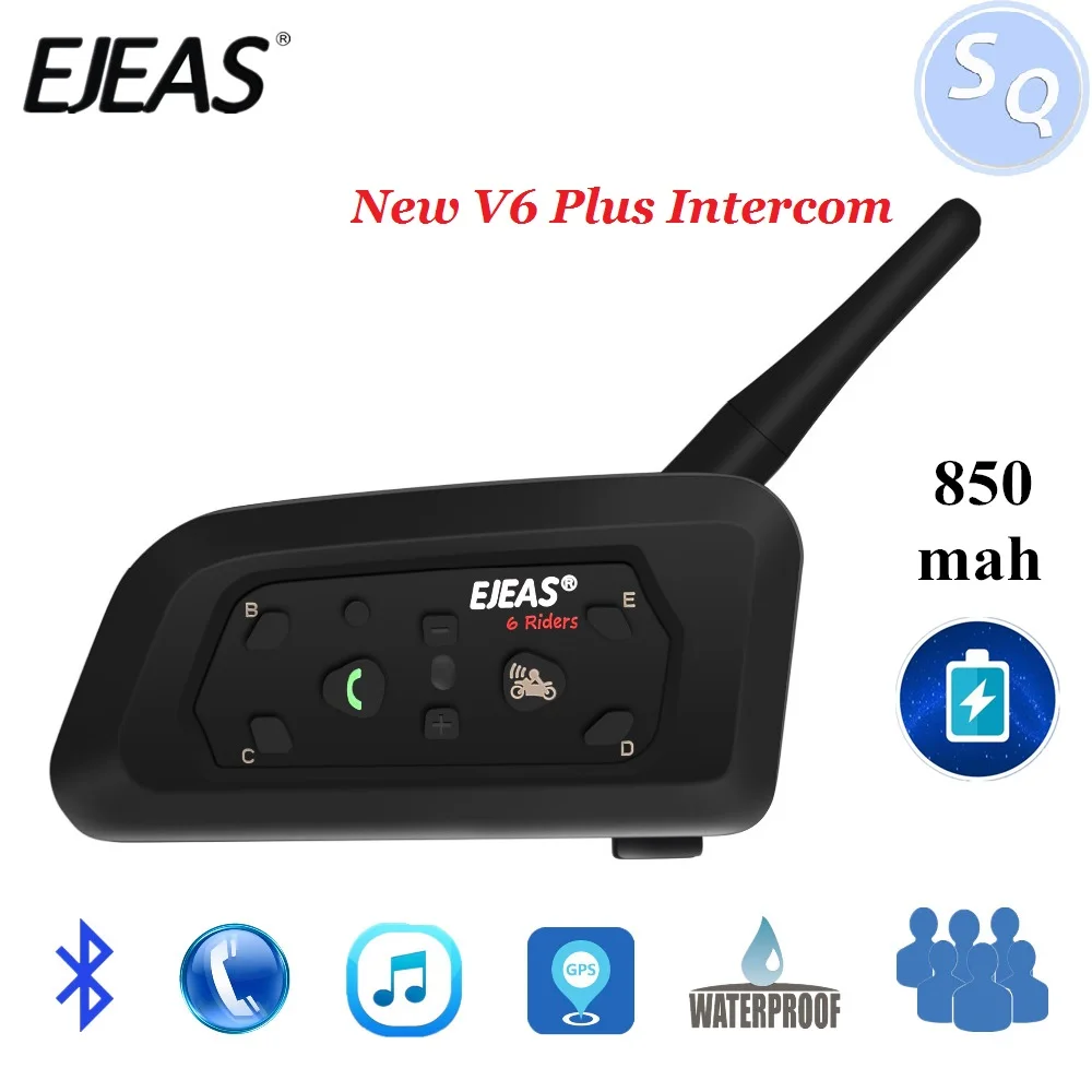 Ejeas V6 Pro система внутренней связи для шлема Bluetooth гарнитура 850 мА/ч, интеркомуникатор, Moto g микрофона телефона MP3 gps 1200 m для 6 Riders