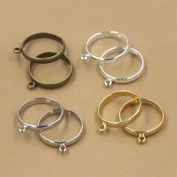

Multi-color Plated Rings Bases Settings with 3mm Loop Hanger Blanks Metal Adjustable Ring Findings DIY