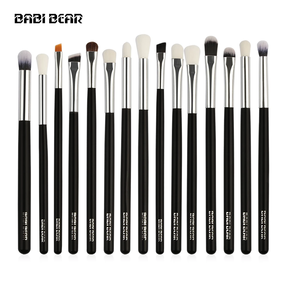 

15Pcs Silver/Black Professional Makeup Brushes Set Make Up Brush Tools Kit Eye Liner Shader Natural Synthetic Hair High Quality
