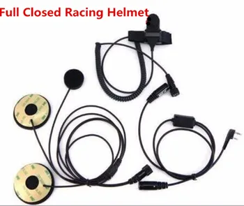 

2PCS/LOT 2 Pin High Quality Full Closed Helmet Headset Earpiece PPT Motorcycle Headphone for Kenwood/Baofeng/WouxunTwo Way Radio