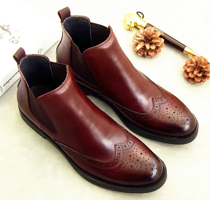 

England style men carved leather martin boots new fashion round toes youth business dress shoes size 38-46 free shipping