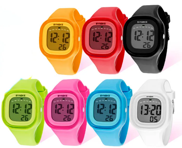 Силикон унисекс цифровые, со светодиодом спортивные наручные часы детские женские для девушек и мужчин мальчик часы 7 Красочные легкие Плавание Водонепроницаемые Часы& A