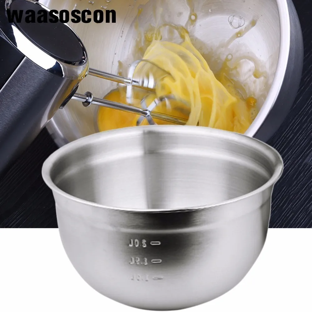 

Premium Stainless Steel Mixing Bowl with Scale Non-Slip Bowl Egg Beating Baking Mixer Tools