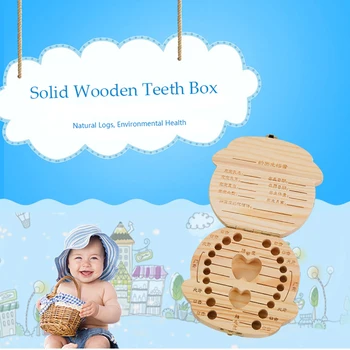 

Baby Milk Teeth Box New Russian/French Baby Wooden Tooth Box Babies Tooth Organizer for Kids Deciduous Storage Box Creative Gift