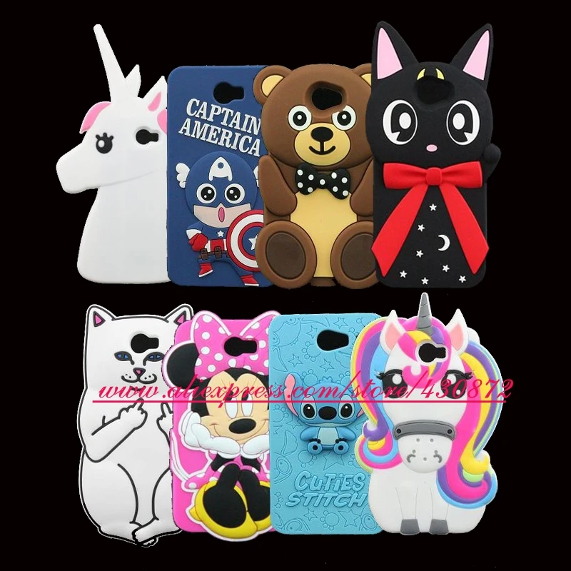 

3D Silicon Case for Huawei Honor 5A LYO-L21 5.0'' Russia Version Cupcake Stitch Unicorn Cartoon Cover for Huawei Y6 II 2 Compact