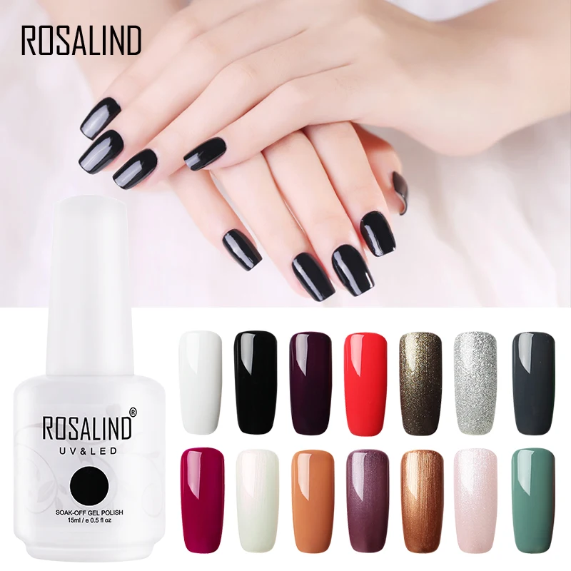  ROSALIND Gel Nail Polish 15ml Nail Art Set For Manicure Semi Permanent Soak Off Top White Bottle Pr