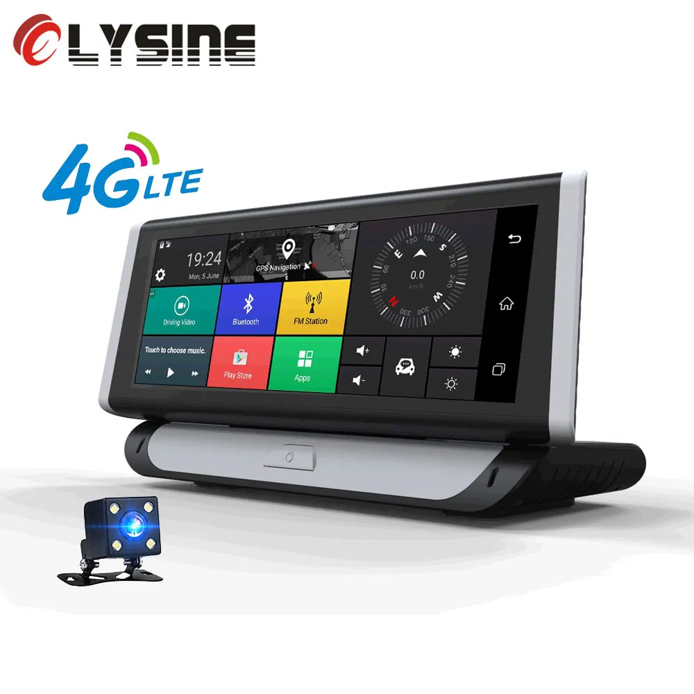 

Olysine 8'' 4G Android Car DVR GPS Navigator ADAS Wifi Bluetooth Dashcam Camera FHD 1080P Video Recorder Registrar Dual Cameras