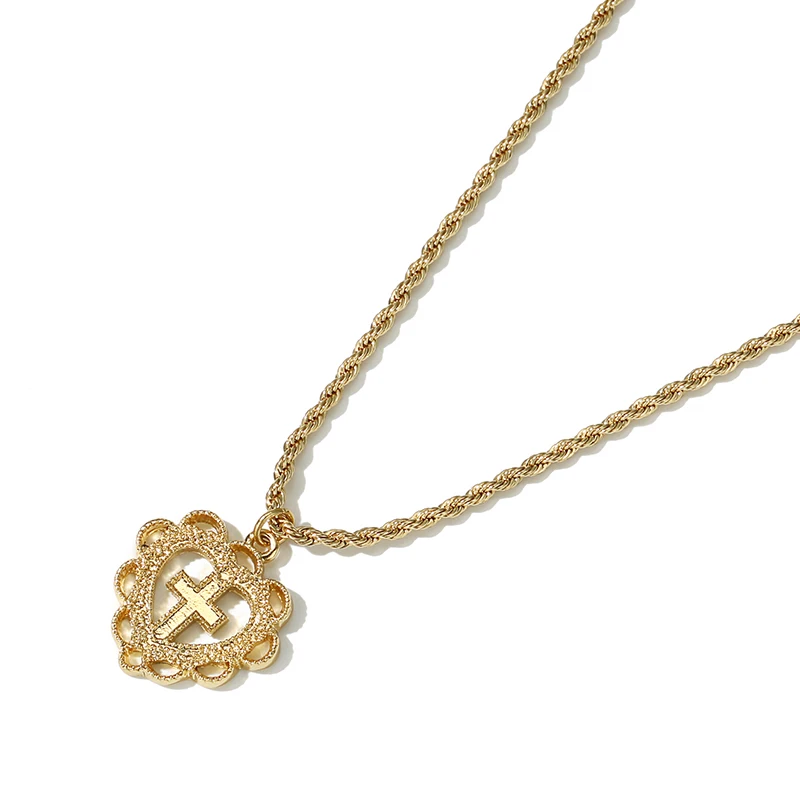 

LWONG Gold Color Delicate Cross Heart Choker Necklace for Women Dainty Chain Cross Charm Chokers Boho Layering Necklaces Gifts