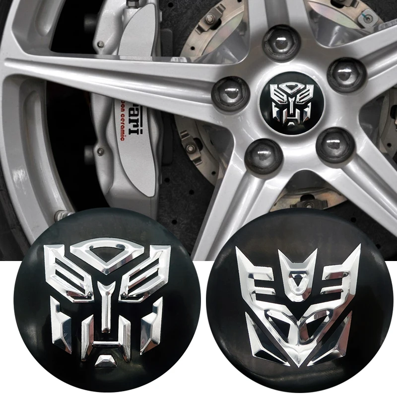

4Pcs 56mm Autobots Car Steering Tire Wheel Center Sticker Hub Cap Hubcap Sticker Emblem Badge Decal for Jaguar Audi BMW Nissan