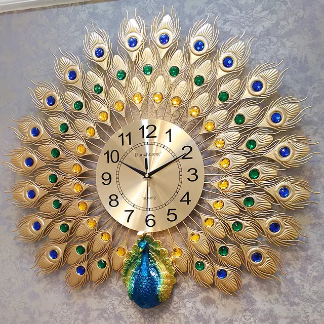Online Shop Peacock Wall Clock Living Room European Creative Clock
