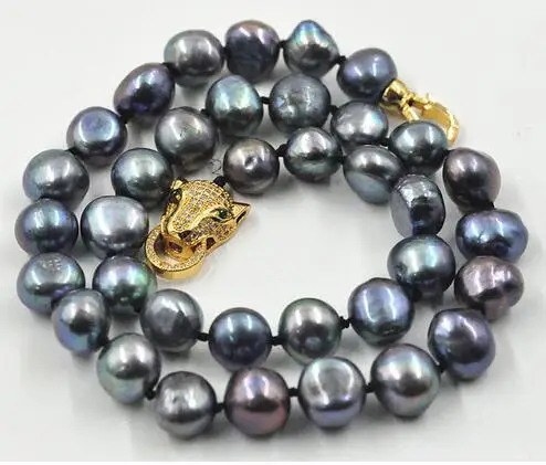NEW 12-13mm south sea black baroque pearl necklace 18&quot leopard Clasp | Украшения и аксессуары