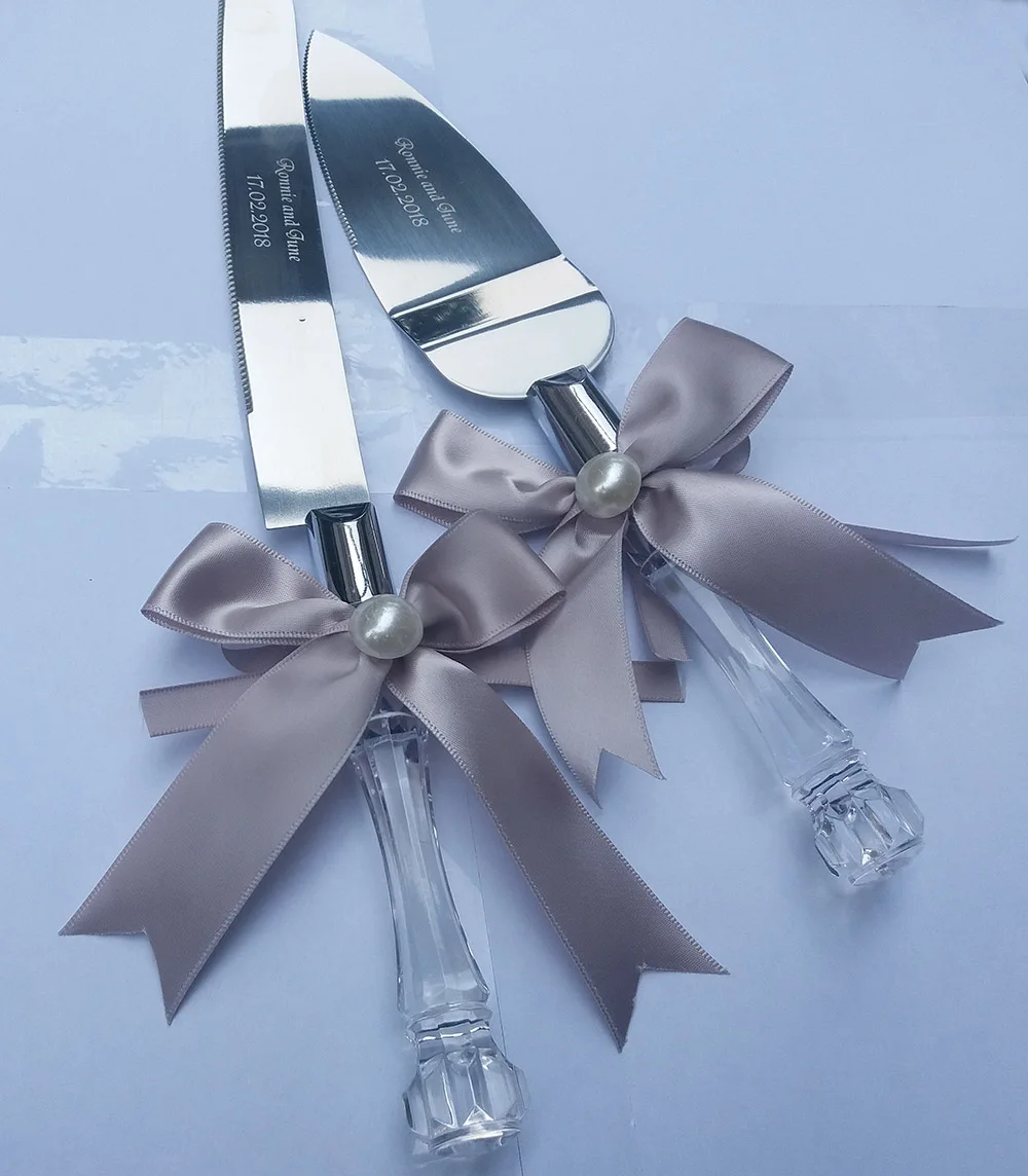 

Personalized Wedding Cake Knife Set, Acrylic Handle Stainless Steel Cake Knife & Server Set,Customized Wedding Gifts With Box
