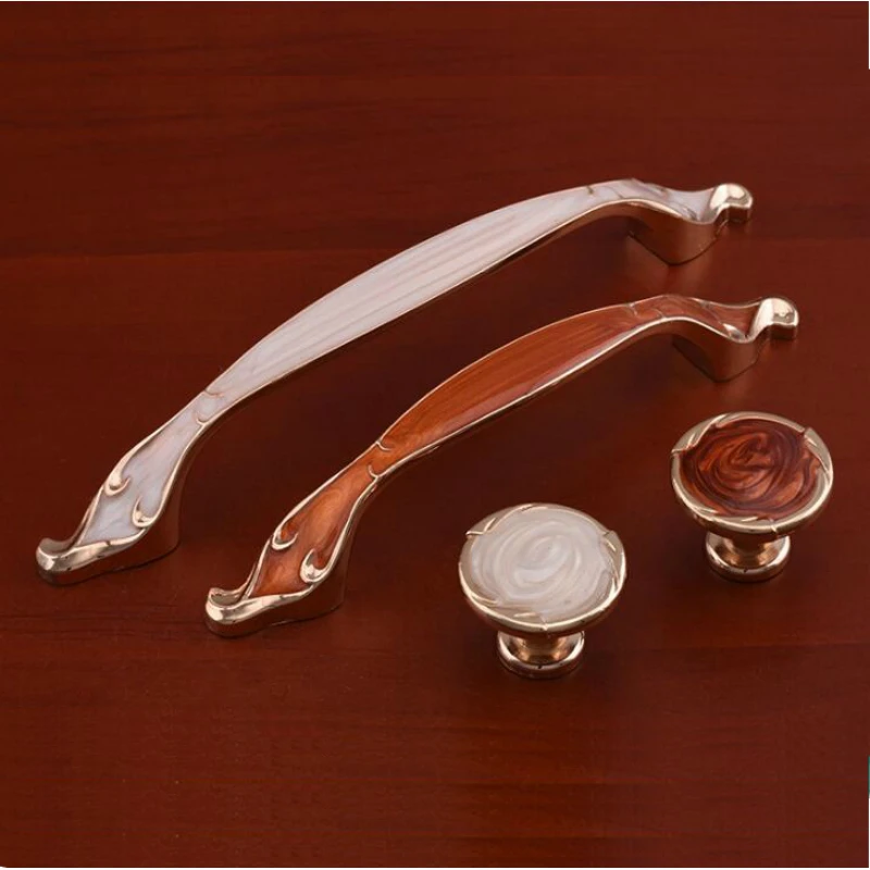 Zinc Alloy Amber Wardrobe Door Handles 96MM 128MM Drawer Knobs Cupboard